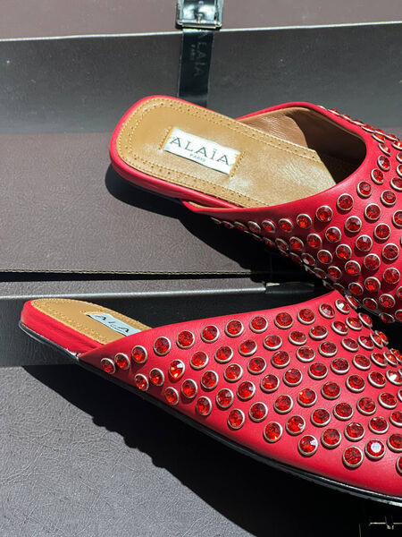 Мюли Alaïa женский кожа бордовый 154268-2
