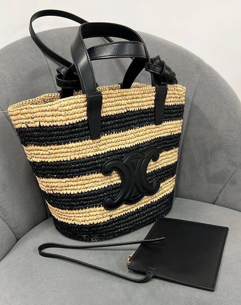 Сумка Celine женский солома черный 183956