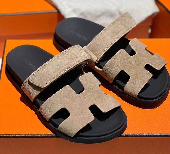 Шлепки Hermès женский замша бежевый 154849