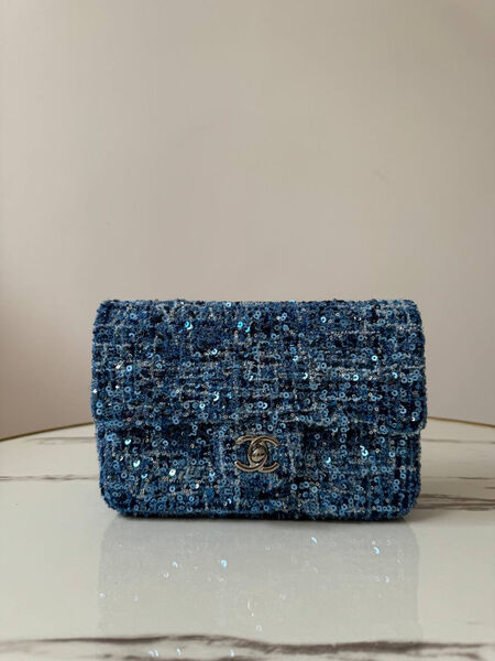 Сумка Chanel женский твид синий 157334-2
