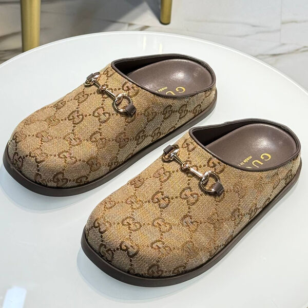 Сабо Gucci женский текстиль бежевый 199766