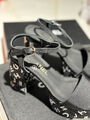 Босоножки Chanel женский текстиль черный 153116-3
