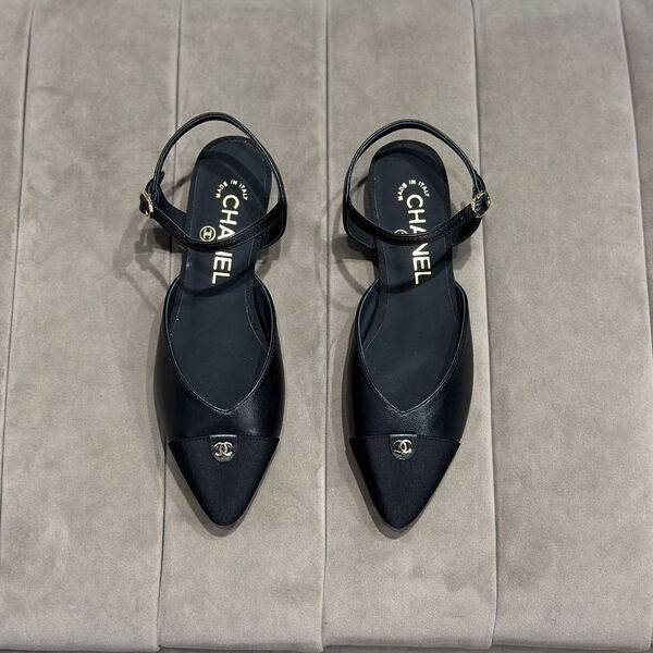 Туфли Chanel женский кожа черный 112878-2