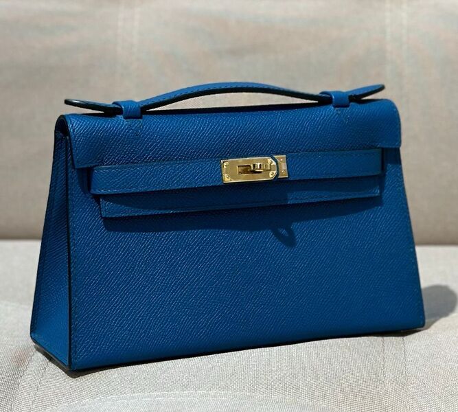 Сумка Hermèskelly 20 Pochette женский кожа синий 137662