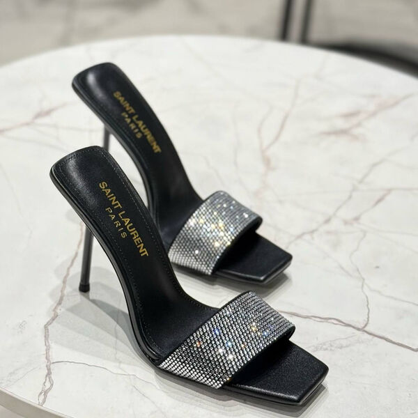 Шлепки Saint Laurent женский кожа графитовый 106147-4