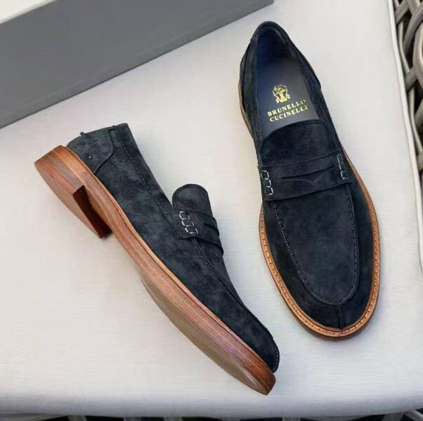 Мужские лоферы Brunello Cucinelli мужской замша синий 121382