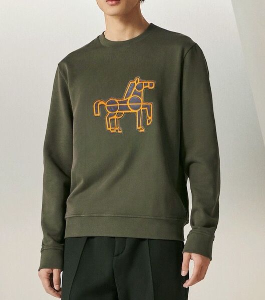 Мужской свитшот Hermès мужской болотный 161222
