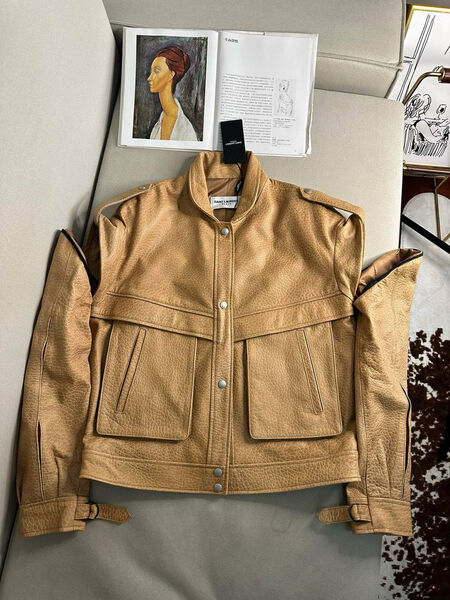Куртка Saint Laurent женский кожа бежевый 160256-2