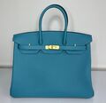 Сумка Hermès Birkin 35 ручная работа женский кожа бирюзовый 75378-1