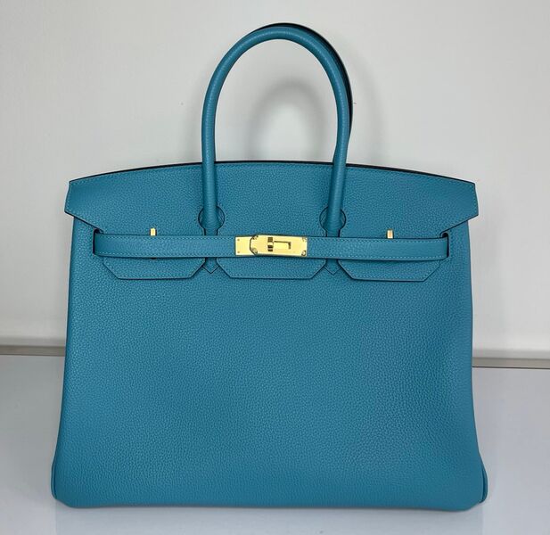 Сумка Hermès Birkin 35 ручная работа женский кожа бирюзовый 75378