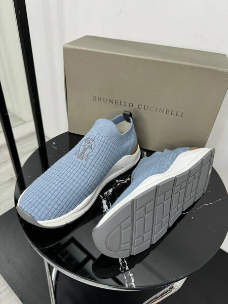 Мужские кроссовки Brunello Cucinelli мужской текстиль бирюзовый 192913-2