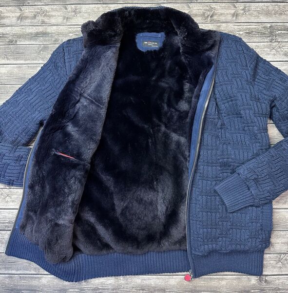 Мужской кардиган Kiton мужской вязаная ткань синий 108497