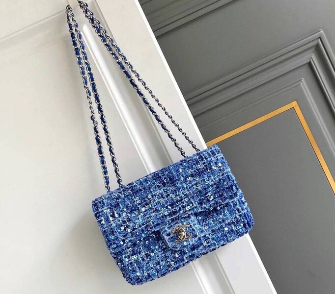 Сумка Chanel женский твид синий 157334