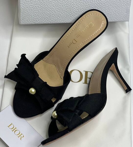 Шлепки Christian Dior женский текстиль черный 156931