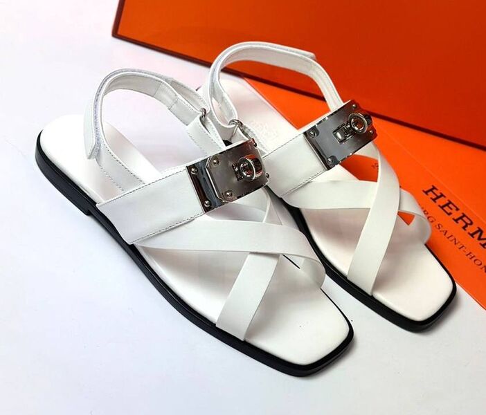 Сандалии Hermès женский кожа белый 149057