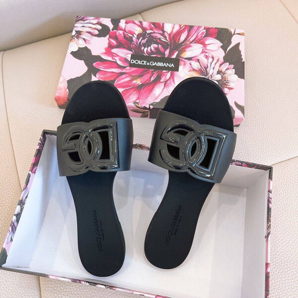 Шлепки Dolce & Gabbana женский кожа черный 147479-2