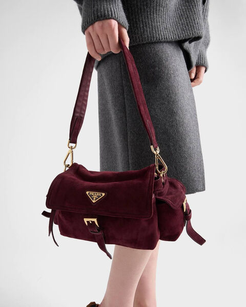 Сумка Prada женский замша бордовый 200214-3