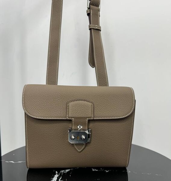 Мужская сумка мессенджер Hermès мужской кожа бежевый 196273