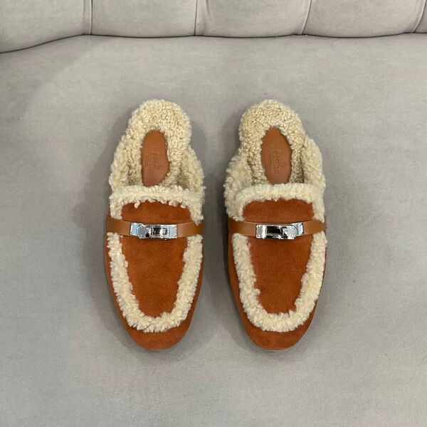 Мюли Hermès женский замша бежевый 128298-2