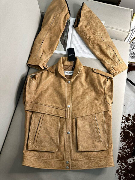 Куртка Saint Laurent женский кожа бежевый 160256-3