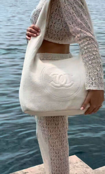 Сумка Chanel женский текстиль белый 193884-2