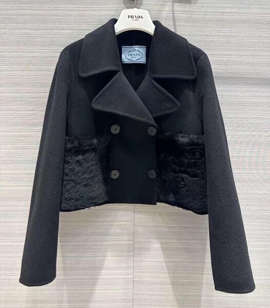 Пальто Prada женский черный,серебристый 123821