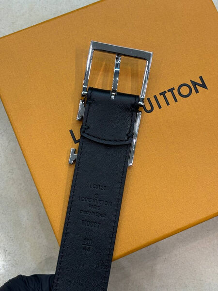 Мужской ремень Louis Vuitton мужской кожа черный 176140-4