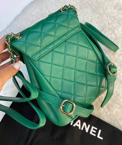Рюкзак Chanel женский кожа болотный 101475-2