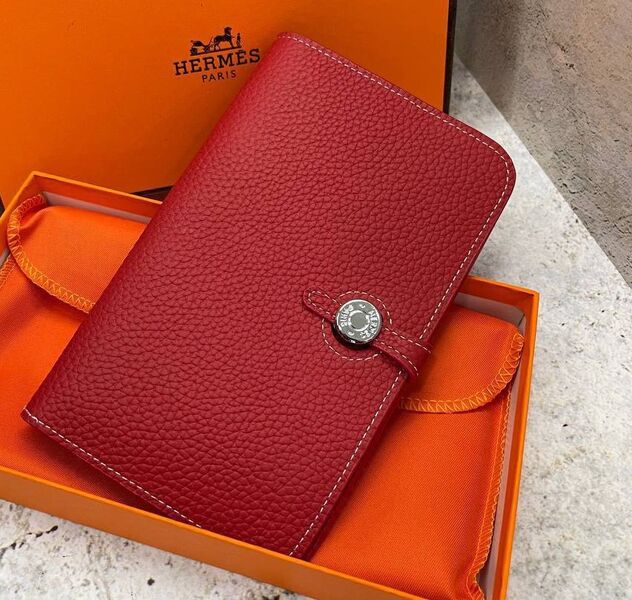 Кошелек Hermès женский кожа бордовый 130196