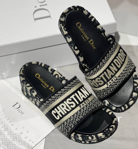 Шлепки Christian Dior женский текстиль черный 88374