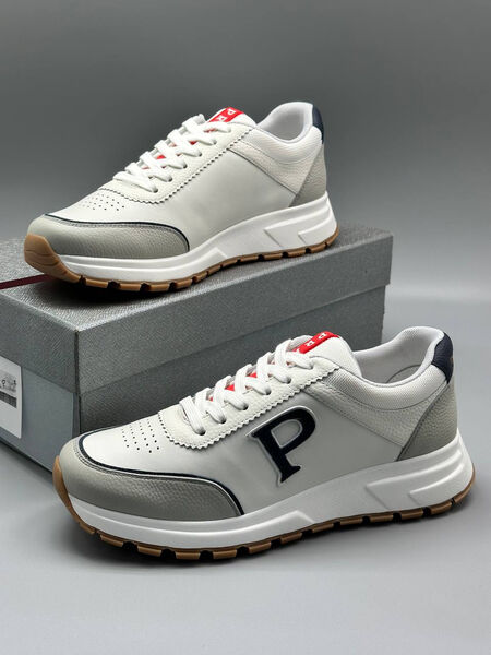Мужские кроссовки Prada мужской кожа белый 190661-2