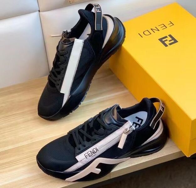 Кроссовки Fendi женский кожа черный,серебристый 103995
