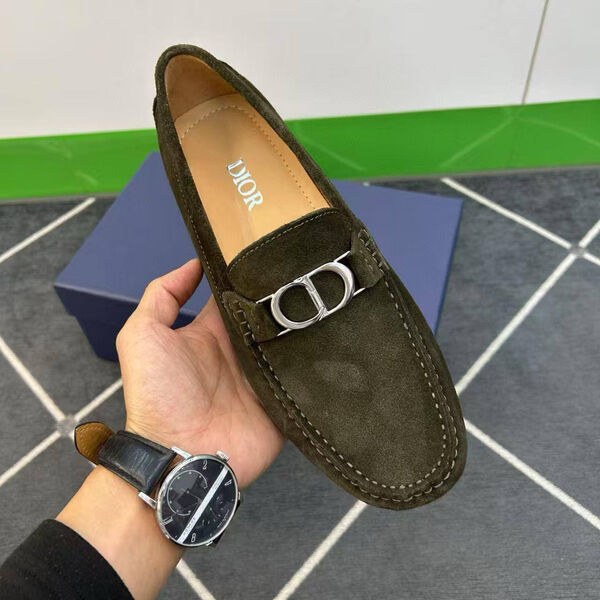 Мужские мокасины Christian Dior мужской замша болотный 190499-5