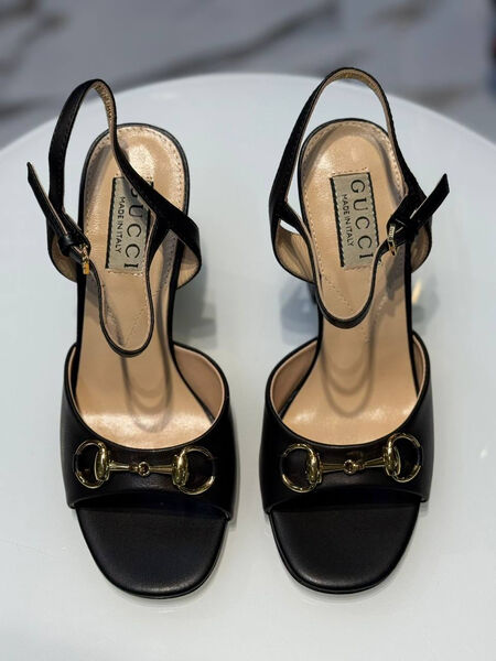 Босоножки Gucci женский кожа черный 189475-2