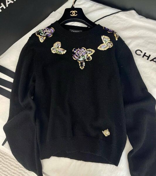 Свитер Chanel женский вязаная ткань черный 194950