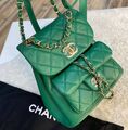 Рюкзак Chanel женский кожа болотный 101475-1