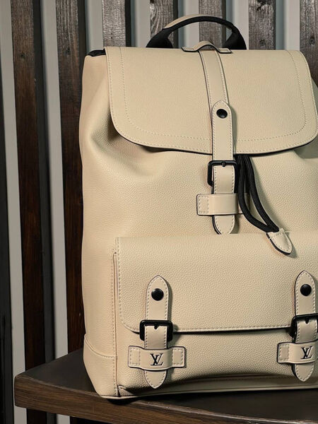 Мужской рюкзак Louis Vuitton мужской кожа бежевый 121196-2