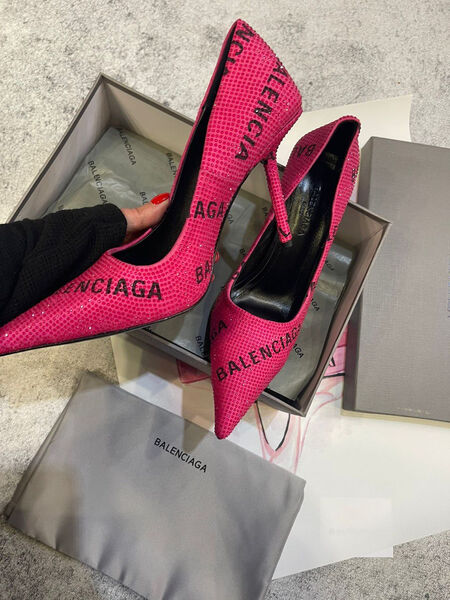 Туфли Balenciaga женский стразы бордовый 114116-2