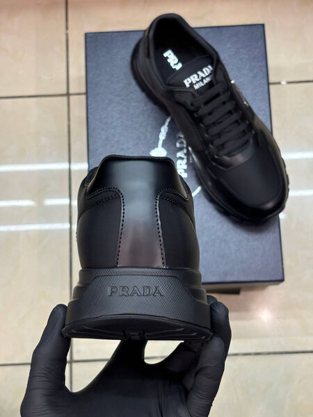 Мужские кроссовки Prada мужской кожа черный 169514-4
