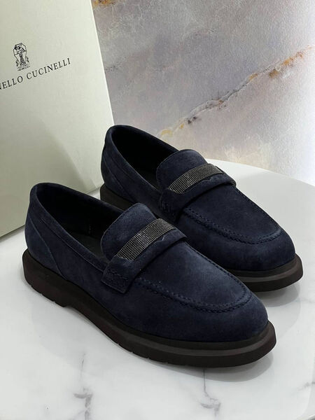 Лоферы Brunello Cucinelli женский замша синий 160563-2