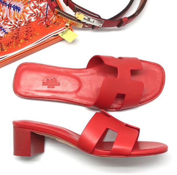 Сандалии Hermès женский кожа бордовый 66475