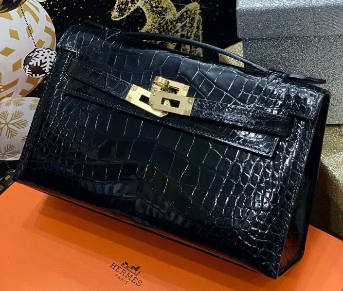 Сумка Hermèskelly 20 Pochette женский кожа черный 138910