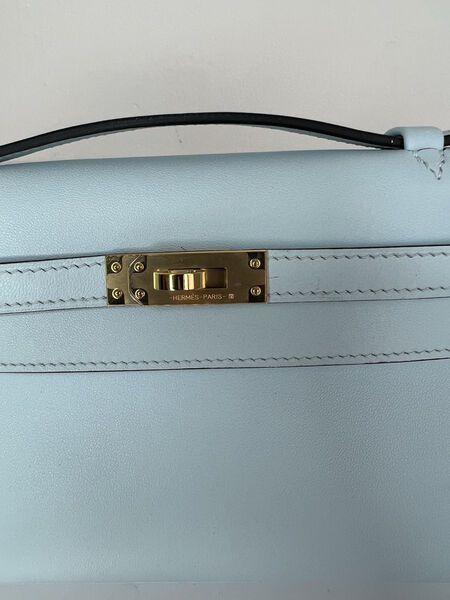 Сумка Hermèskelly 20 Pochette женский кожа бирюзовый 138056-4