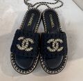 Шлепки Chanel женский кожа черный 190826-1