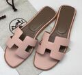 Шлепки Hermès женский кожа розовый 89300-1