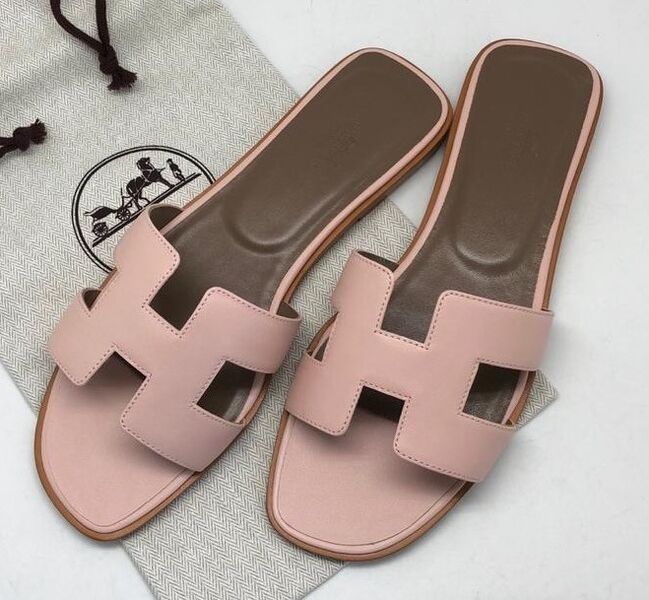 Шлепки Hermès женский кожа розовый 89300