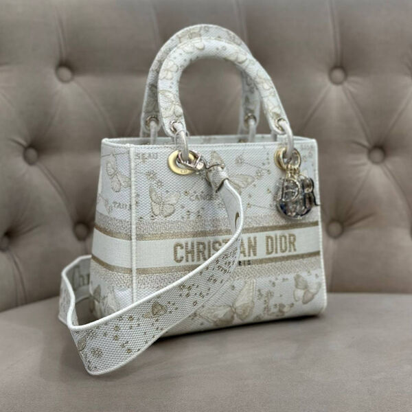 Сумка Christian Dior Lady женский текстиль бежевый 141968-2