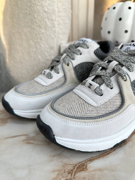 Кроссовки Chanel женский текстиль графитовый 98249-3