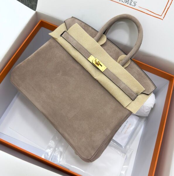 Сумка Hermès Birkin 25 женский замша бежевый 155732