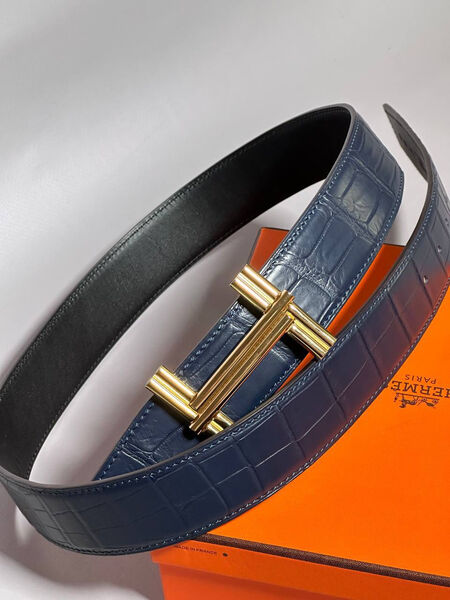 Мужской ремень Hermès мужской кожа синий 152879-2